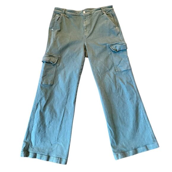Loft the wide leg cargo jean size 14 green - Picture 2 of 12